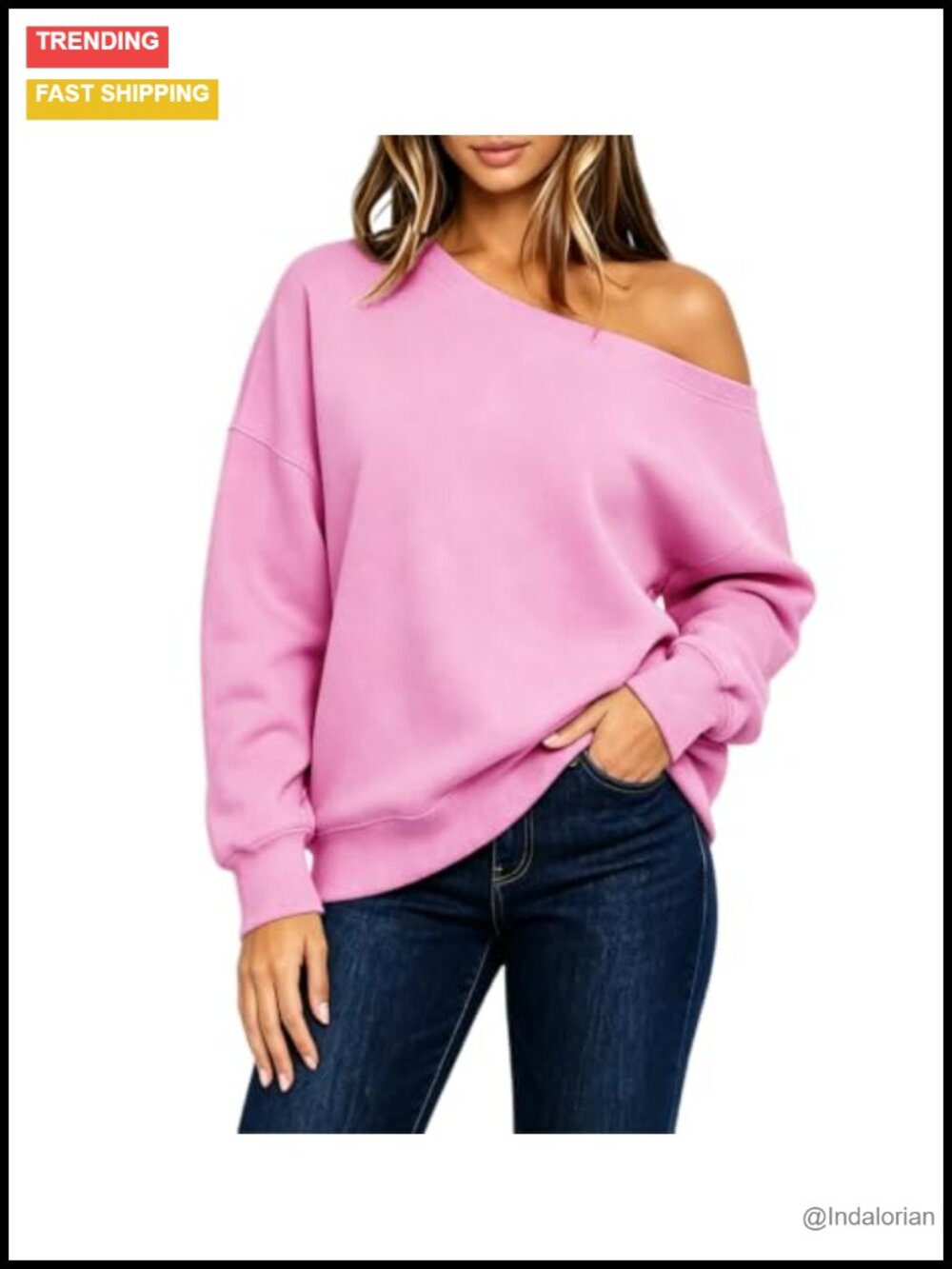 Off Shoulder Sweatshirt Long Sleeve Pullover Hoodie Casual Top